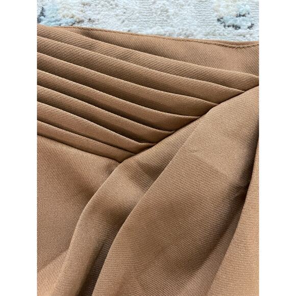 Modelivree Faux Wrap Midi Skirt Caramel Brown Size Large - Picture 7 of 8